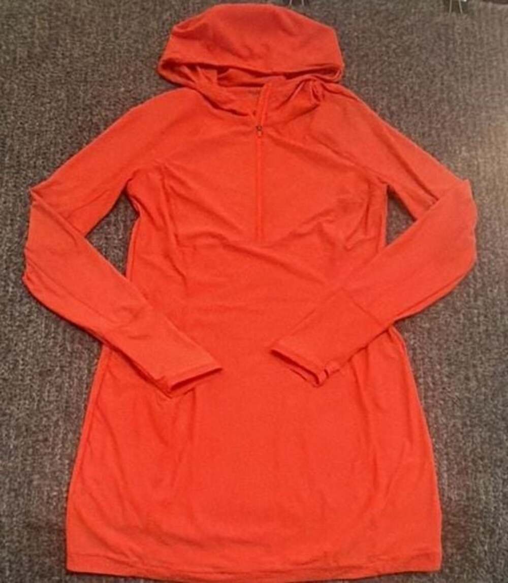 Athleta Red Long-Sleeve Hooded Swim Coverup